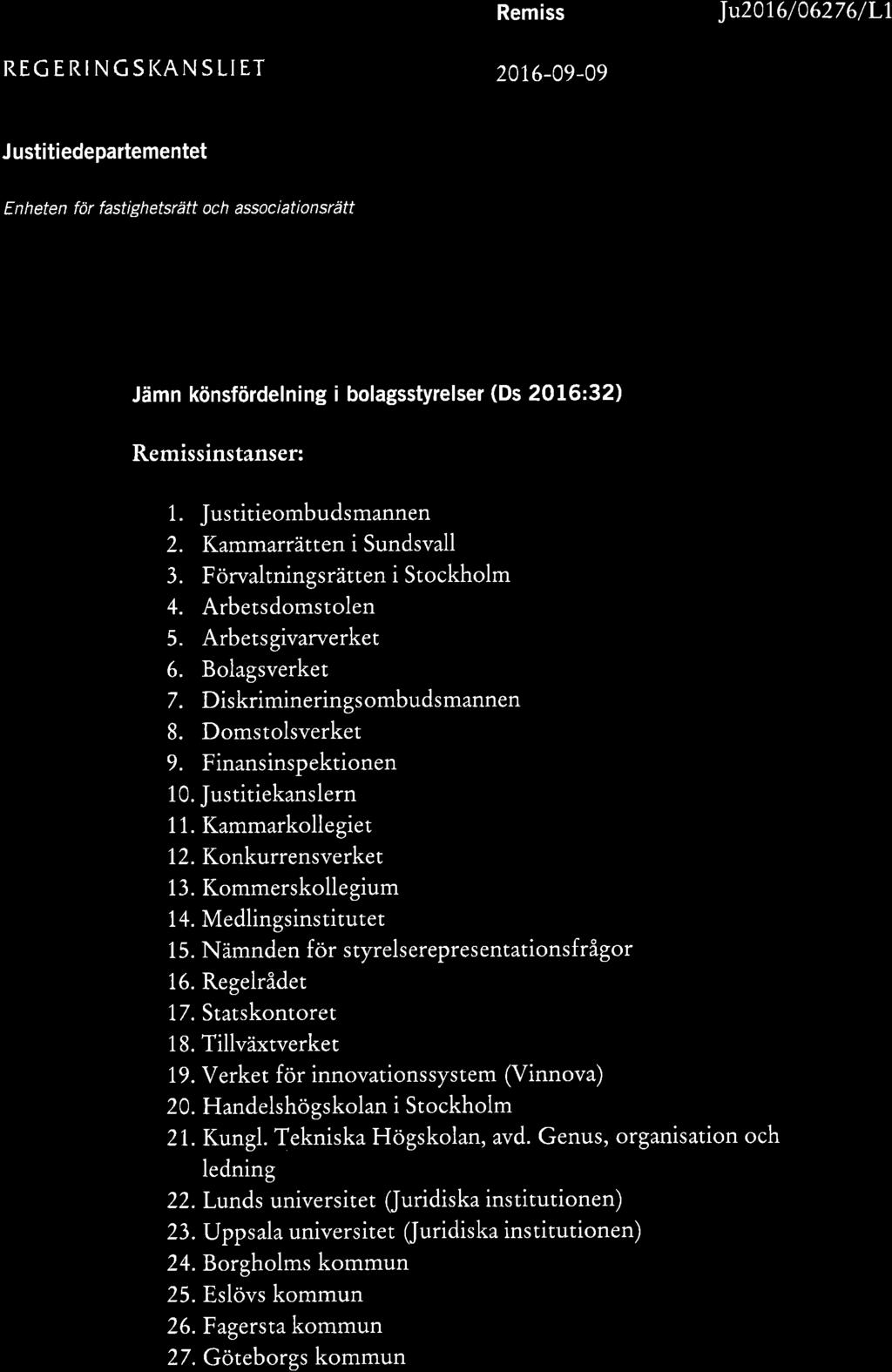 Justitieombudsmannen 2. Kammarrätten i Sundsvall 3. Förvaltningsrätten i Stockholm 4. Arbetsdomstolen 5. Arbetsgivarverket 6. Bolagsverket 7. Diskrimineringsombudsmannen 8. Domstolsverket 9.