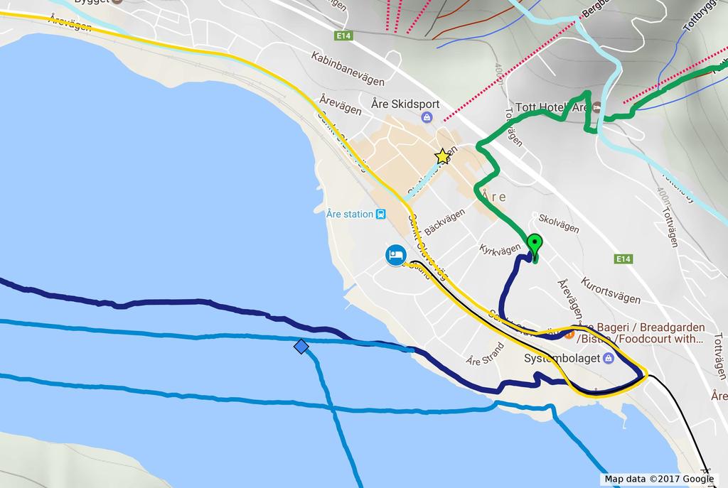 ÅEC Map 2: Åre Village ÅEC Kayak 25 km (SOLO) Kayak SOLO ÅEC Kajak 18 km (DUO/TEAM) ÅEC Start (DUO/TEAM) Kayak DUO/TEAM ÅEC run 15 km (SOLO/DUO/TEAM) Run (ALL CLASSES) Åre Transition (Church) ÅEC