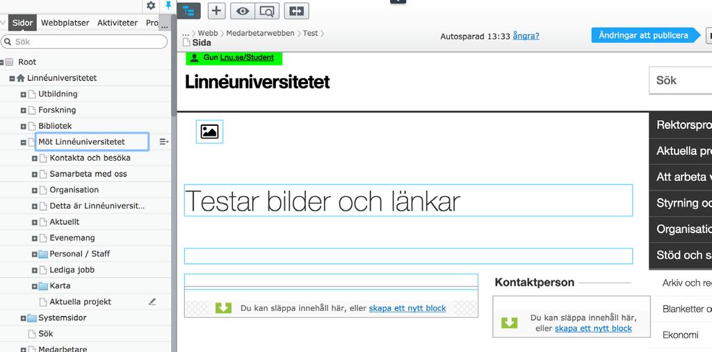 Lägga till kontaktperson Längst ner på sidan (ibland till höger om innehåll) finns möjligheten att lägga till en kontaktperson.