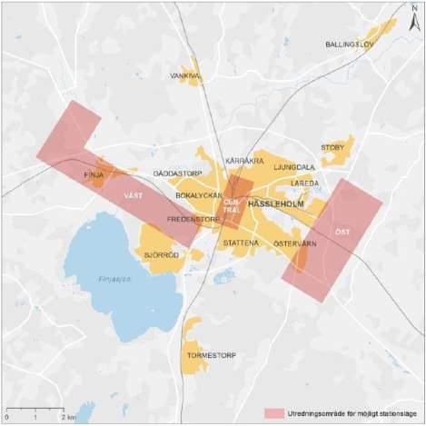 Station Hässleholm I Hässleholm har tre stycken olika lösningar studerats, ett västligt, ett centralt och ett östligt alternativ. Tillgänglighet.