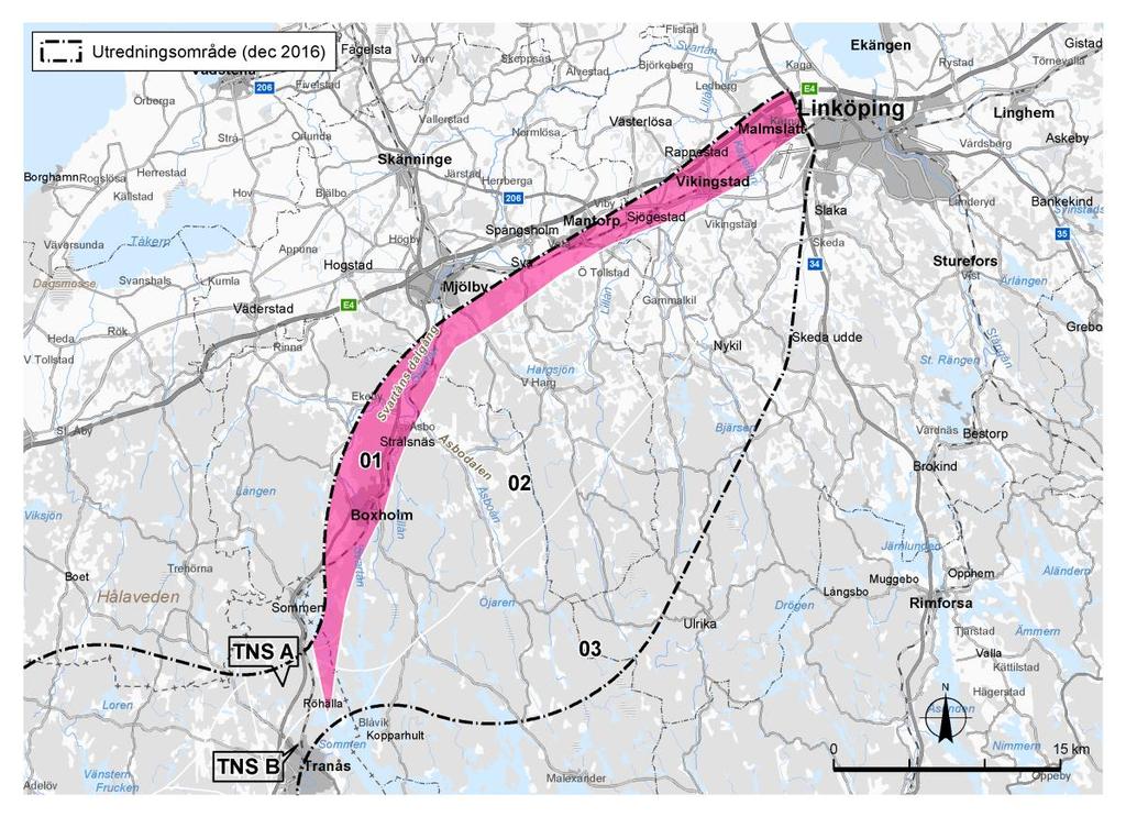 9.2 Delområde 1 Figur 40. Geografisk avgränsning av delområde 1. Tekniska förutsättningar för byggnation Området Linköping Mantorp utgörs av ett flackt slättlandskap med små variationer i topografin.