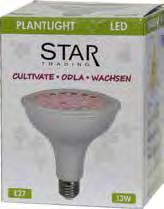 The visible light is red-purple and this lamp is therefore most suitable for locations specifically intended for growing plants.