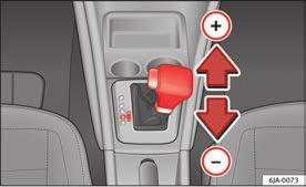 144 Köra När tändningen är påslagen och växelväljaren står i läge R lyser backstrålkastarna. Tiptronic-växellåda N - Neutralläge (tomgångsläge) I detta läge är växellådan i neutralläge.