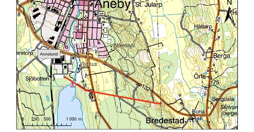 1 Bakgrund E.ON Elnät ansökte 2011 om förlängning av nätkoncession för linje (tillstånd) avseende befintlig 40 kv kraftledning mellan Bredestad och Aneby, Aneby kommun.