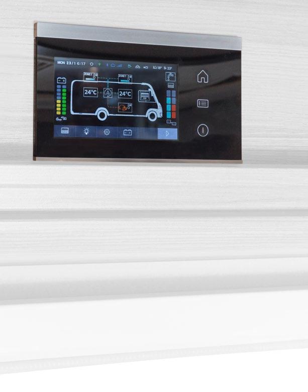 KNAUS SMART CI 32 33 Med Home-knappen kommer du direkt tillbaka till huvudmenyn Här hittar du systemets utökade funktioner Praktisk