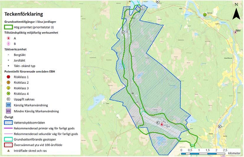 Sida 65 av 113 Föroreningsrisker och sårbarhet Potentiella föroreningskällor finns i form av plantskola, skjutbanor, åkeri, vägar, bostadsområden samt jord- och skogsbruk.