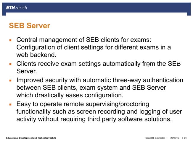 Roadmap för SEB och SEB Webbserver SEB Webbserver Verksamhetsaspekt Användbarhet Användarvänlighet Risk Beskrivning/Analys SEB har stor användbarhet vid digital tentamen för att minska möjligheterna
