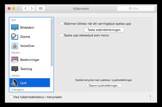 Blinkande skärm vid meddelande i Mac OS X Aktivera Ljud.