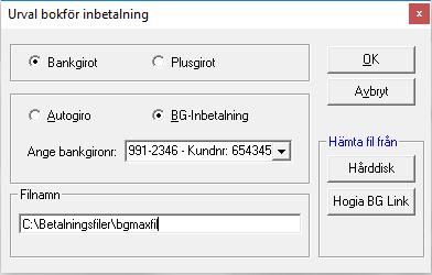 Klar för ansökan. Manuell betalning via grundboken bokas under menyn Bearbeta - Grundboksregistrering - Kundbetalning (Affärssystem: Bearbeta - Reskontra - Kund - Kundbetalning).