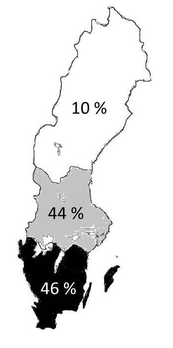 Utvärdering och uppföljning: Kompletteringsutbildningen för 14 (44) Figur 3. Respondenternas studieort i förhållande till vanliga län för AT.