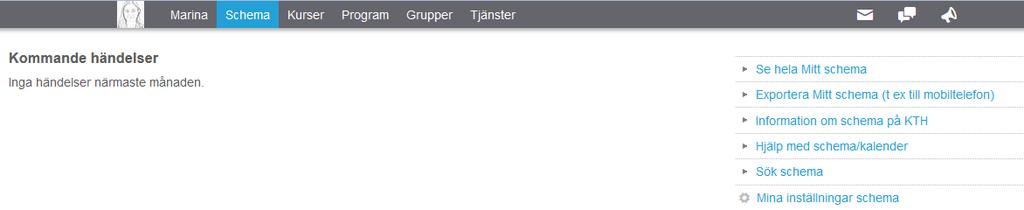 Personlig Meny och Tjänster Schema Kurser och