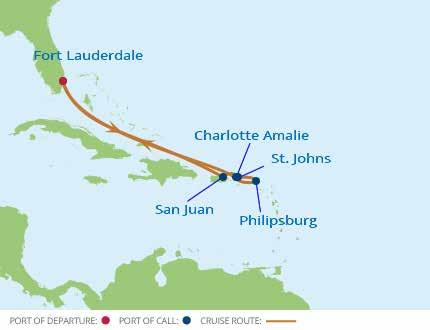 Nyårskryssning i södra Karibien Florida Puerto Rico Antigua St. Maarten St. Thomas Florida PRELIMINÄRA FLYGTIDER DAG FLYG TIDER FLYGTID 29 dec Stockholm München 07.45-09.