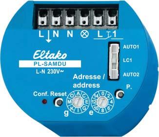 Dimmeraktorpuck universell med sensoringång 8 PL-SAMDU Powerline 1-kanals universell dimmeraktor puck. 53x43mm, 40 mm djup för dosmontage. Power MOSFET för laster upp till 300 W.