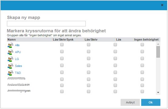 Behörigheter Genom att sätta behörigheter på mappar kan alla i teamet styra vem som ska få tillgång till informationen (se bild 3).