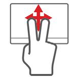 Dra: Tryck och håll det nedre vänstra hörnet av pekplattan eller tryck två gånger som helst på pekplattan, skjut sedan ett andra finger över pekplattan för att markera alla objekt i ett område.