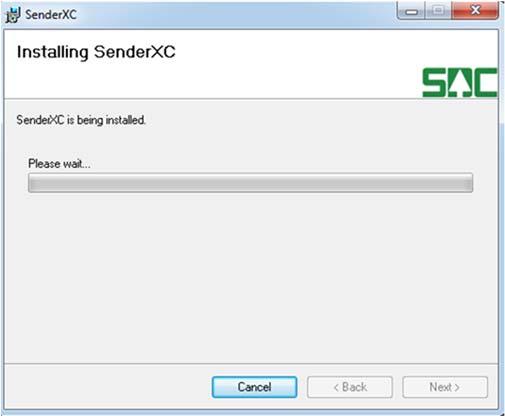 För att spara ner Sender XC och installera Sender XC vid senare tillfälle väljer du Spara. För att starta installationen dubbelklickar du på filen Sender XC.
