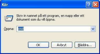 Testa om nätverkskortet har kontakt med nätverket Skriv ping 88.206.xx.xxx (byt xxx mot din egen IP-adress) Om du får svar här betyder detta att ditt nätverkskort fungerar.