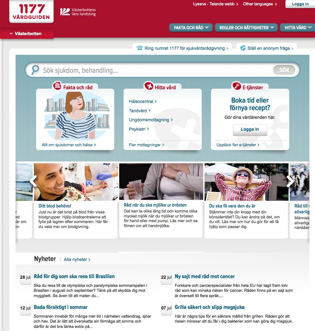 1177 Vårdguiden informa/on om tjänster för din hälsa och vård 1177 Vårdguiden
