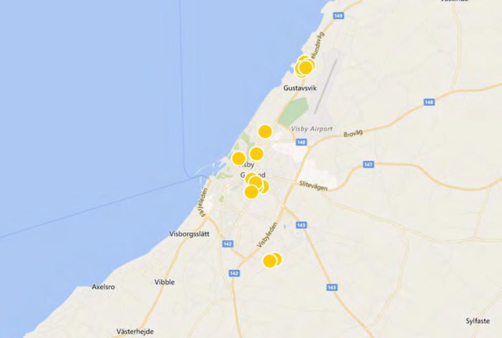 Visby Norderstrand 1:21, Gotlands kommun Nedan kan läget på jämförelseobjekten ses i karta.