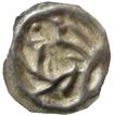 20 Sverker Karlsson (1196-1208) 20 LÖDÖSE. Penning. Brakteat med åt höger gående lejon inom slät ring. LL XII:2. 0,10 g. XR. Liten kantspricka. Spår av böjning. Ex J.
