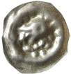 myntorter?). Penning. Brakteat med krönt vänstervänt lejonhuvud inom slät ring. LL XVII:B:5b.