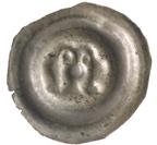 51 Valdemar eller Magnus Ladulås 51 ÖREBRO? Penning. Brakteat med krona inom slät ring. Under kronan två punkter. LL IX:5a. 0,28 g. R. Liten kantspricka. Rengjord.