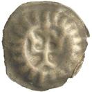 118 119 120 118 STOCKHOLM. Penning. Brakteat med krona inom strålring. Treklöver under kronan.