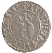 178 178 KALMAR. Örtug med krönt spegelvänt uncialt E)(kors inom inre ring.