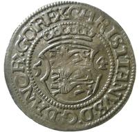 Ex B. Ahlström auktion 24, nr 31. 382 KÖPENHAMN. Skilling 1554.