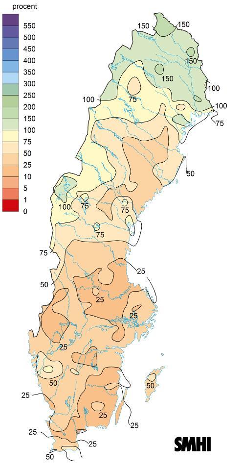 Förutsättningar Jönköpings län Avvikelse nederbörd 2016 Yta: ca 10 500 km2 Drygt 340 000 invånare Källområde för ett antal större åar i södra Sverige, bl a