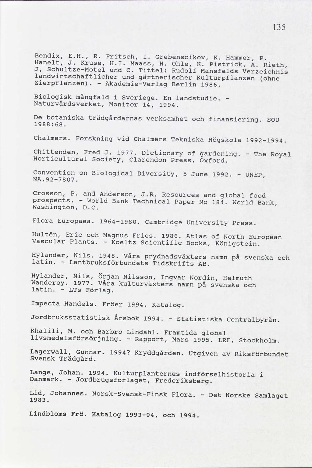 Bendix, E.H., R. Fritsch, I. Grebenscikov, K. Hammer, P. Hanelt, J. Kruse, H.I. Maass, H. Ohle, K. Pistrick, A. Rieth, J, Schultze-Motel und C.