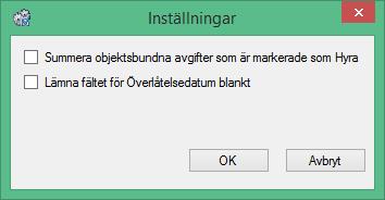 kryssar i kryssrutan bredvid en mall, så visas eventuella bilagor som är möjliga för den valda mallen i listvyn till höger.