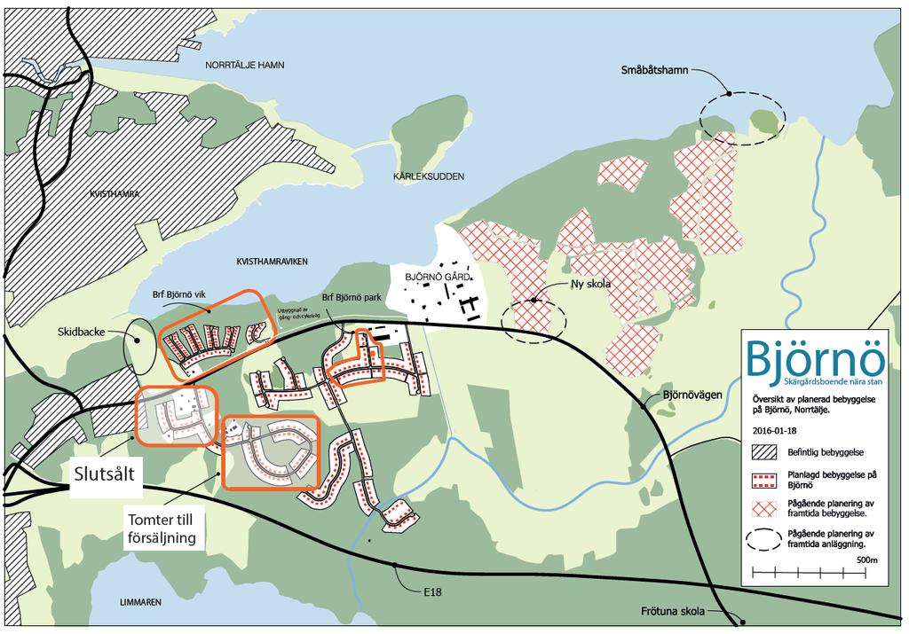 BJÖRNÖ VÄXER! UTKAST BRF BJÖRNÖ PARK PÅGÅENDE PLANERING AV FRAMTIDA BEBYGGELSE (SE BILD PÅ NÄSTA SIDA) VISION BJÖRNÖ Kartan ovan visar hur Björnö växer. Flera bostäder är redan uppförda.