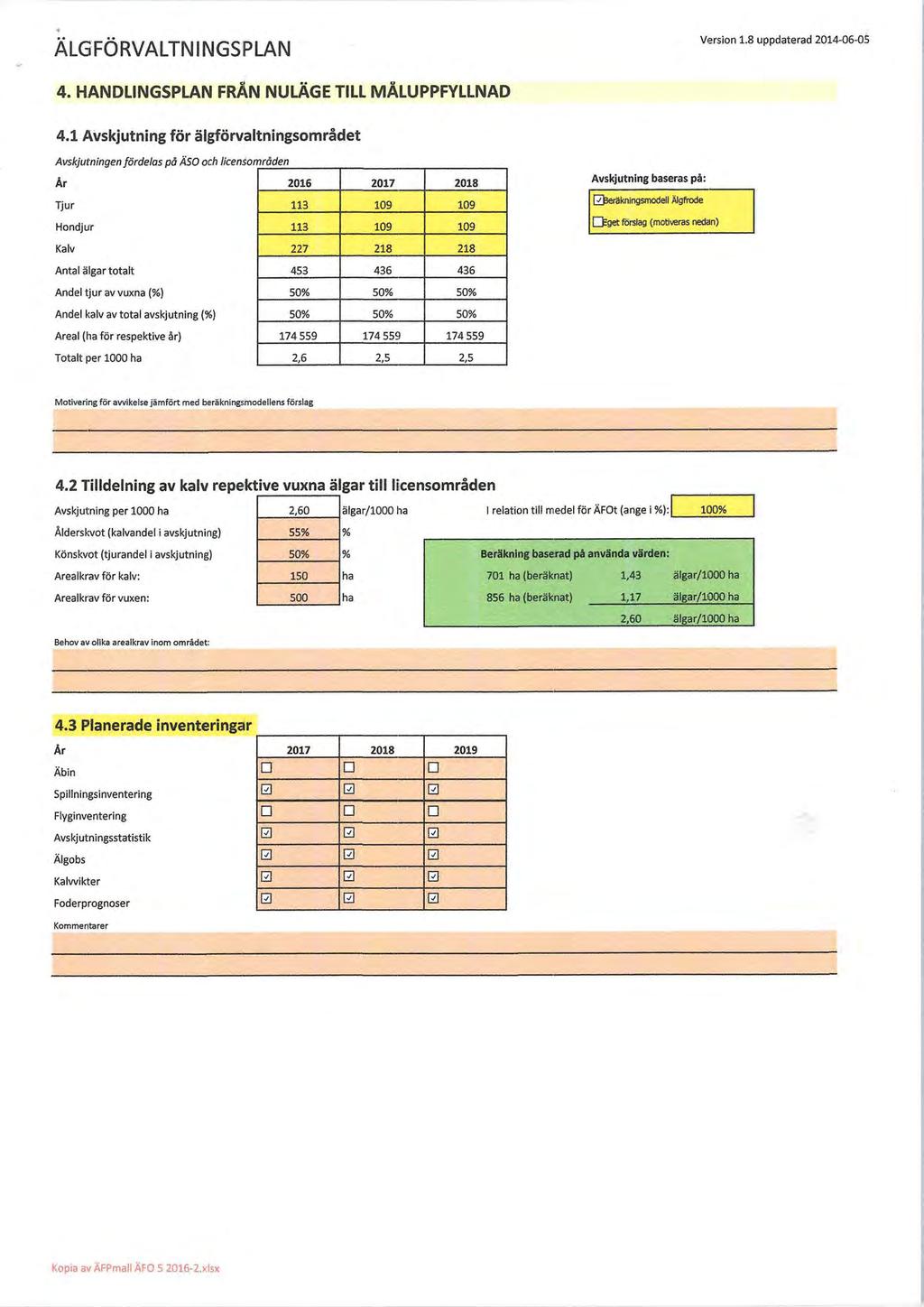 Version 1.8 uppdaterad 2014-06-05 4. HANDLINGSPLAN FRÅN NULÄGE TILL MÅLUPPFYLLNAD 4.