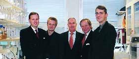 Styrelse och ledande befattningshavare VD Johan Ihre i mitten med, från vänster, Rolf L Nordström, Matti Sällberg, Anders Vahlne och Erik Nerpin.