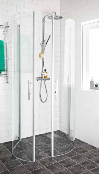 Alterna U-dusch Alterna U-dusch möjliggör många olika typer av installationer: montera i hörn, på plan vägg eller invid ett fönster. Dörrarna kan även öppnas inåt, för att spara plats.