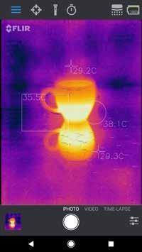 VÄRMEMÄTARE OCH REGIONER AV INTRESSE (ROI) När du använder värmemätare och regioner av intresse visar FLIR ONE Pro en genomsnittlig temperatur (i C eller F) på bilden.