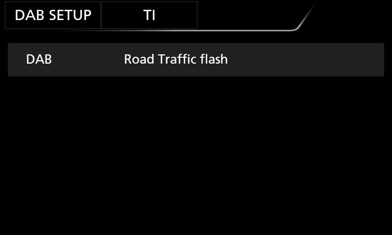 DAB Trafikinformation Du kan automatiskt lyssna och titta på trafikinformation när ett trafikmeddelande startar. Denna funktion kräver dock en digitalradio som inkluderar TI-information.
