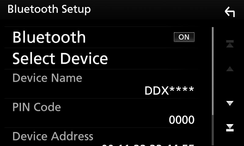 Bluetooth-kontroll ÑÑAnsluta Bluetooth-enheten 1 Tryck på [Select Device] på skärmen Bluetooth SETUP. Om en enhet har parats kan Bluetooth-enheten inte anslutas från den parade enheten.