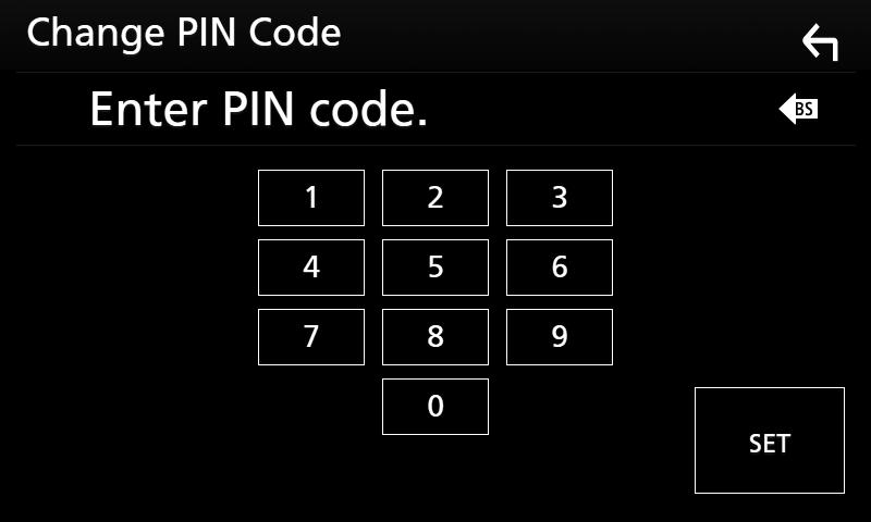 Bluetooth-kontroll ÑÑByta PIN-kod 1 Tryck på [PIN Code] på skärmen Bluetooth SETUP. hhskärmen PIN Code Set visas. 2 Ange PIN-koden. 3 Tryck på [SET].