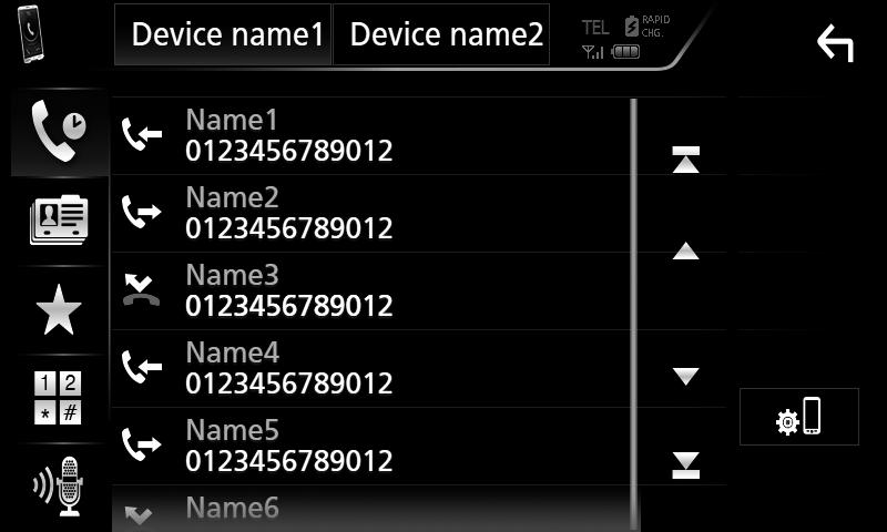 ÑÑRinga ett samtal 1 Tryck på [Û]. Välj mobil att använda När du ansluter två mobiltelefoner 1) Tryck på [ ] för att välja den telefon du vill använda. Bluetooth SETUP 1) Tryck på [ ].
