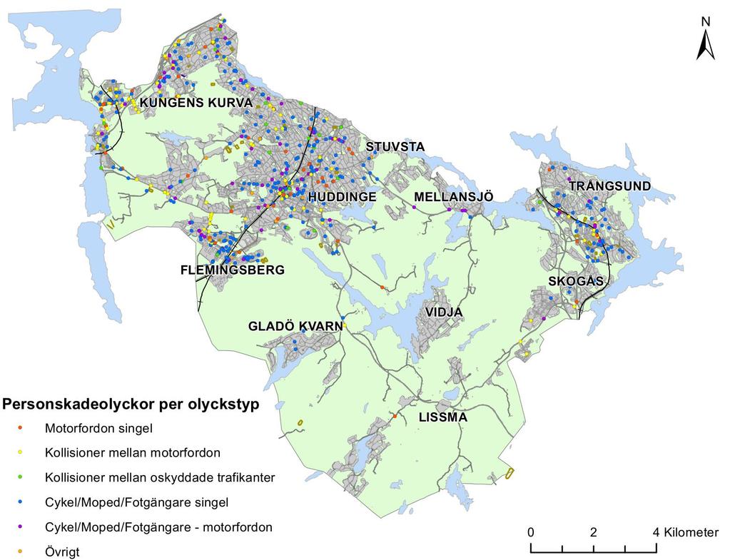 14 UNDERLAGSRAPPORT TILL TRAFIKSÄKERHETSPLAN FÖR HUDDINGE KOMMUN 2.