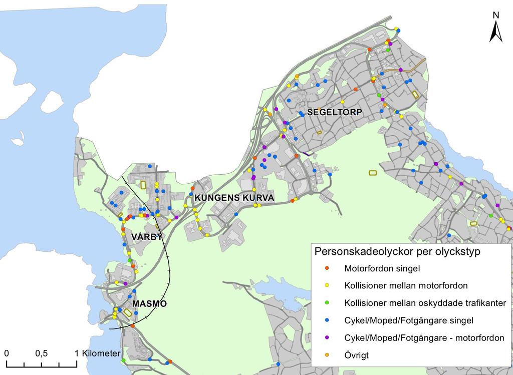 UNDERLAGSRAPPORT TILL TRAFIKSÄKERHETSPLAN FÖR HUDDINGE KOMMUN 15 Figur 8.