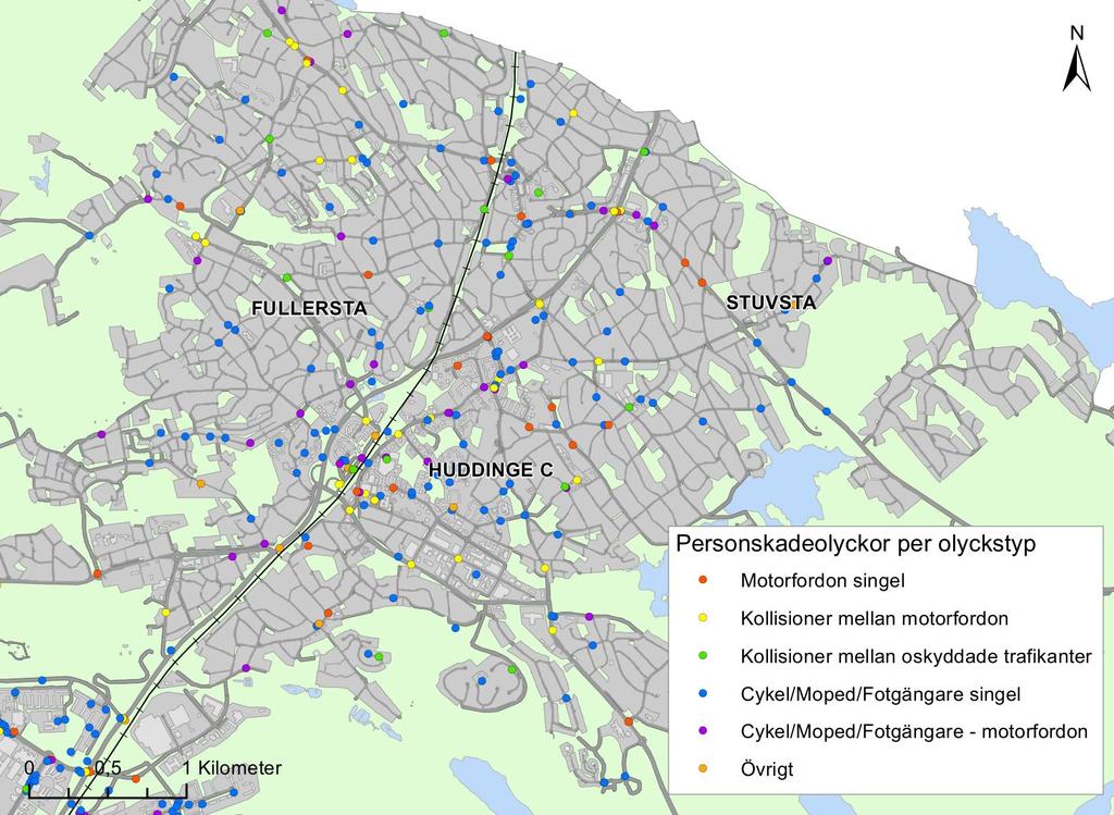 UNDERLAGSRAPPORT TILL TRAFIKSÄKERHETSPLAN FÖR HUDDINGE KOMMUN 17 Figur 10.