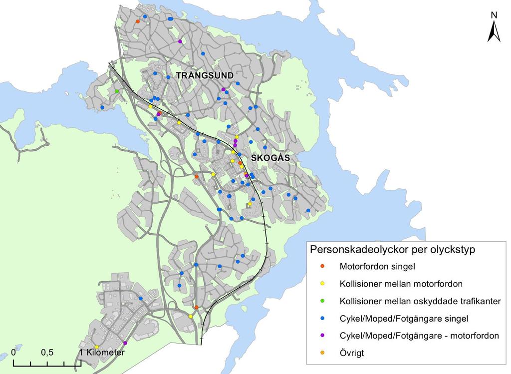 18 UNDERLAGSRAPPORT TILL TRAFIKSÄKERHETSPLAN FÖR HUDDINGE KOMMUN Figur 11.