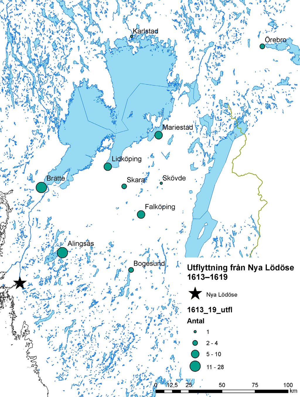 META 2017 Figur 5. Nylöseborgare i andra städer 1613 1619. De flesta av dem verkar ha återvänt till staden efter 1619. Källa: Älvsborgs lösen 1613 1619. Riksarkivet.