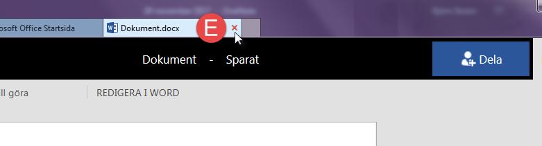 att stänga fliken).