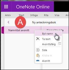 11. OneNote A: Högerklicka på