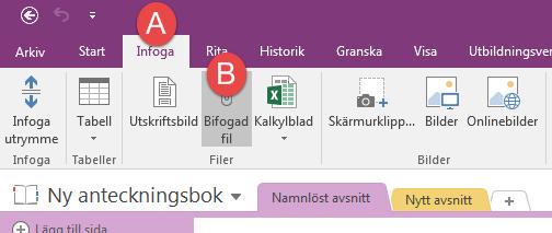 11. OneNote A: Välj Infoga och B: