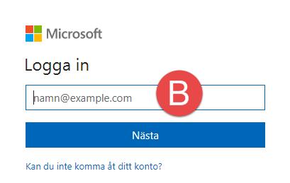 1. Logga in i Office 365. A: Skriv in portal.office.com i adressfältet i en webbläsare (t ex Internet Explorer).